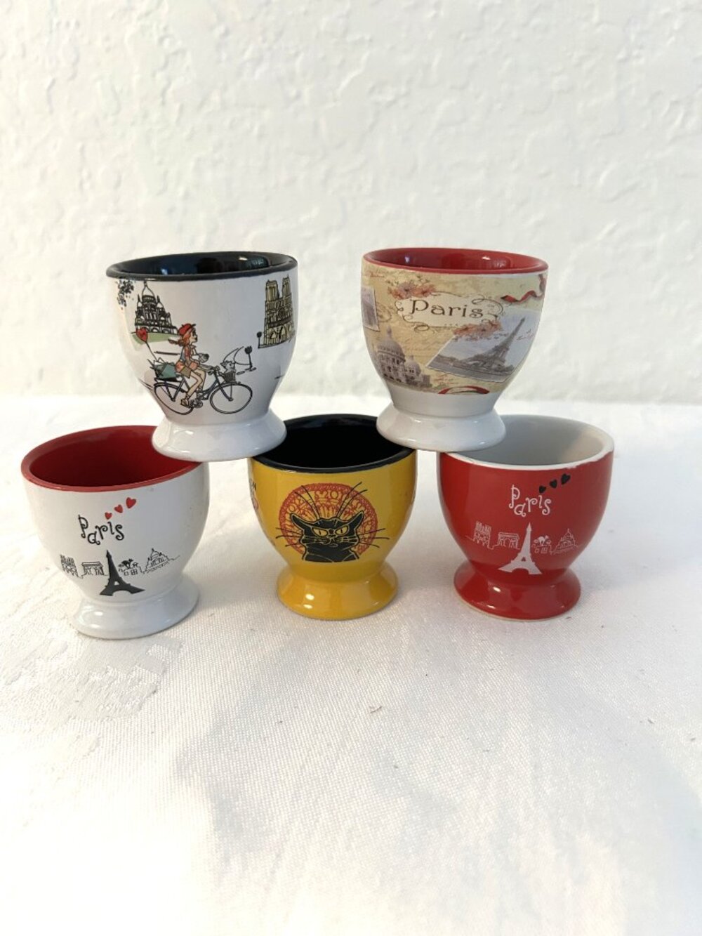 1980s French Ceramic Egg Cups, Set of 5